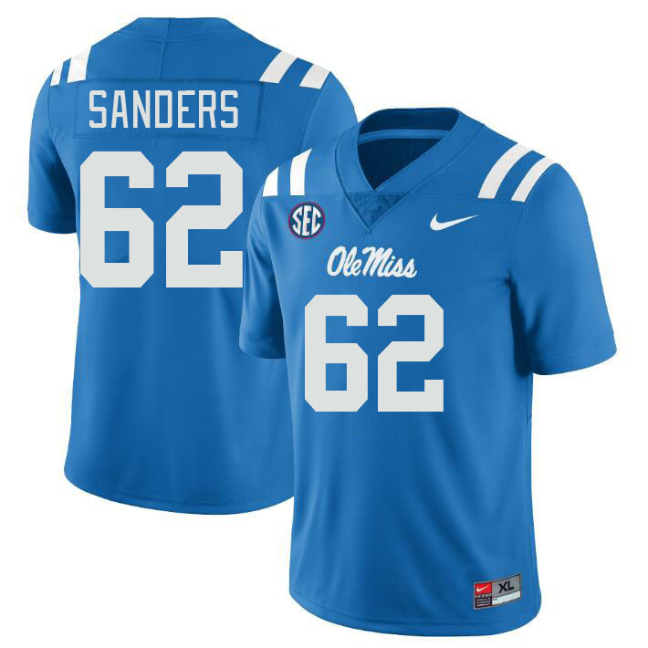 Men #62 Brycen Sanders Ole Miss Rebels College Football Jerseyes Stitched Sale-Powder Blue